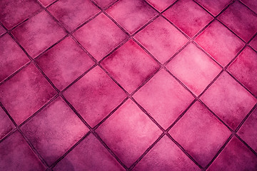 Image showing Background surface of pink tiles