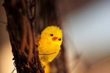 Image showing Handmade yellow easter chicken ornament