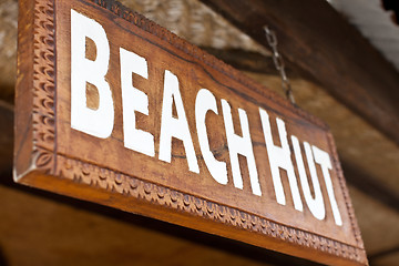 Image showing beach hut sign