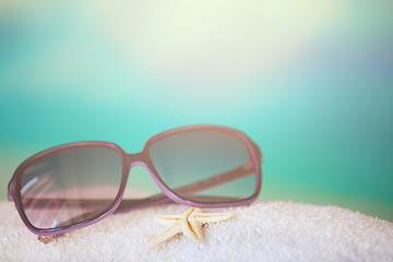 Image showing Sunglasses at the beach