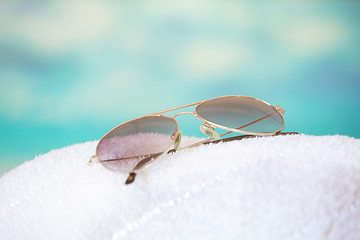 Image showing Sunglasses at the beach