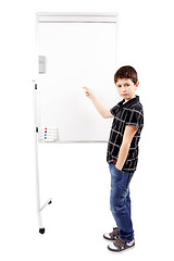 Image showing young boy student and whiteboard