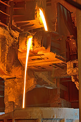 Image showing liquid metal pouring in Railroad containers