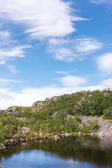 Image showing Small mountain lake in mountains, Norway