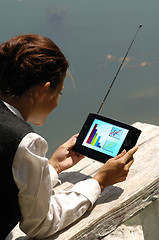 Image showing a woman with laptop in park ol