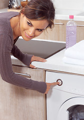 Image showing woman pressing button