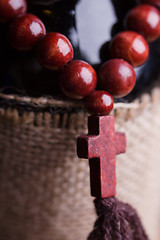 Image showing wooden rosary with cross