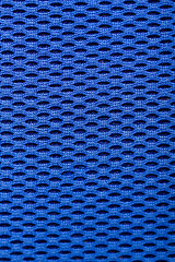 Image showing synthetic blue cloth. grid closeup. macro