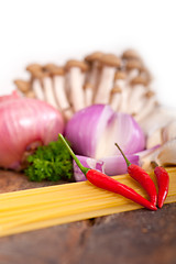 Image showing Italian pasta and mushroom sauce ingredients