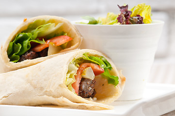 Image showing kafta shawarma chicken pita wrap roll sandwich