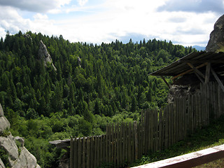 Image showing old fortress in forest in Carpathian mountains