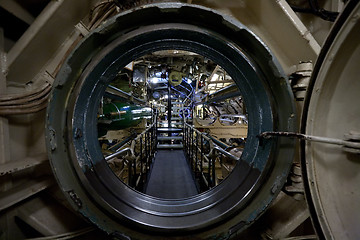 Image showing submarine interior view through manhole