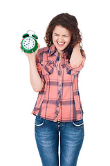 Image showing Girl with alarm clock