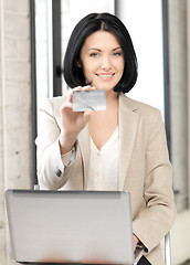 Image showing happy woman with credit card