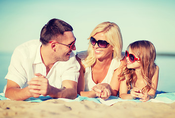 Image showing happy family on the beach