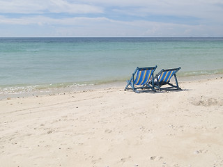 Image showing Two chairs on the beach