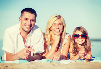 Image showing happy family on the beach