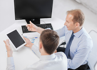Image showing businessmen with notebook and tablet pc