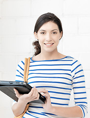 Image showing happy teenage girl with tablet pc computer