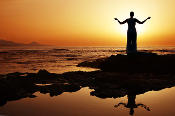 Image showing Sunset Yoga