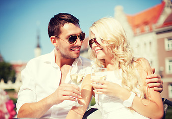 Image showing couple drinking wine in cafe