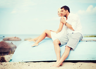 Image showing couple in shades at sea side