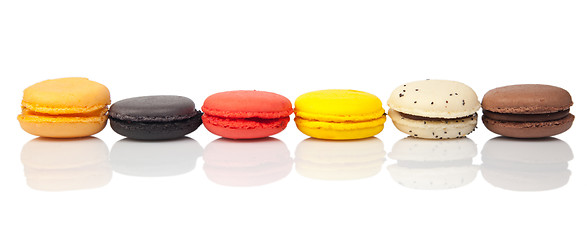 Image showing Colorful macaroons, French pastry