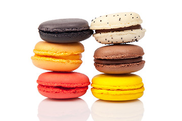 Image showing Colorful macaroons, French pastry