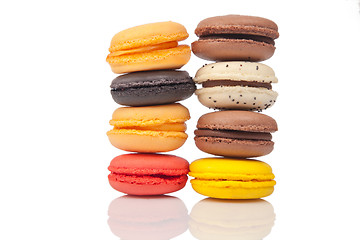 Image showing Colorful macaroons, French pastry