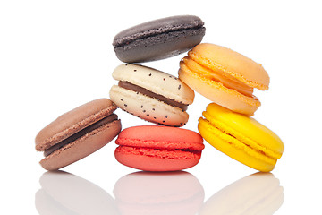 Image showing Colorful macaroons, French pastry