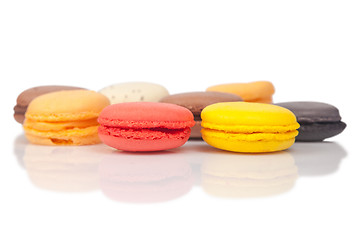 Image showing Colorful macaroons, French pastry