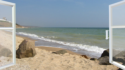 Image showing opened window to the sea