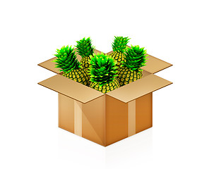 Image showing pineapples in cardboard box