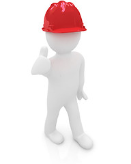 Image showing 3d man in a hard hat with thumb up 