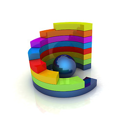 Image showing Abstract colorful structure with blue bal in the center