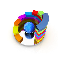 Image showing Abstract colorful structure with blue bal in the center 