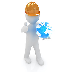 Image showing 3d man in a hard hat with thumb up presents concept: 