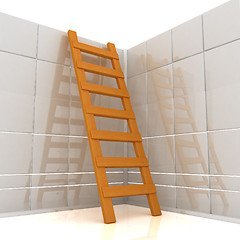 Image showing White reflective wall and stairs 