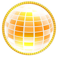 Image showing Yellow 3d globe icon with highlights 