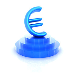 Image showing Euro sign on podium. 3D icon (high details and quality of the re