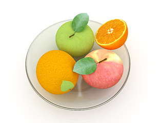 Image showing Citrus and apple on a plate