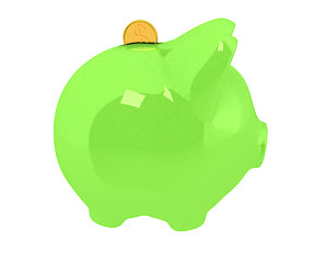 Image showing piggy bank and falling coins