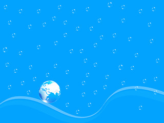 Image showing Blue water drops background and earth