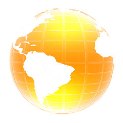 Image showing Yellow 3d globe icon with highlights 