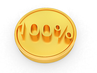 Image showing Gold percent coin 100