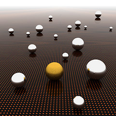 Image showing Chrome ball on light path to infinity