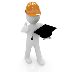 Image showing 3d man in a hard hat with thumb up presents the best technical e