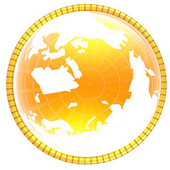 Image showing Yellow 3d globe icon with highlights 