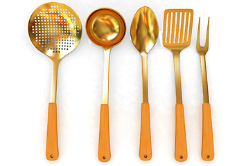 Image showing Gold cutlery