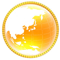 Image showing Yellow 3d globe icon with highlights 